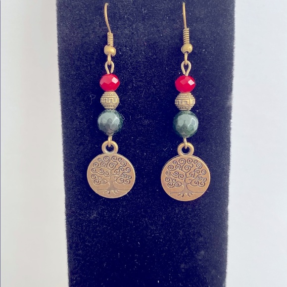 Brass curly tree women earrings - Picture 1 of 4